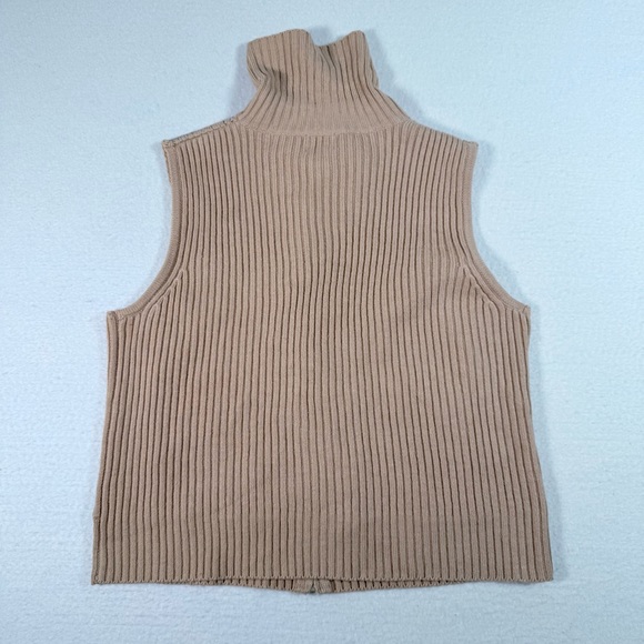 Vintage Leather Knit Vest Embroidered Zip L Floral Western Boho Cottagecore - Picture 2 of 6